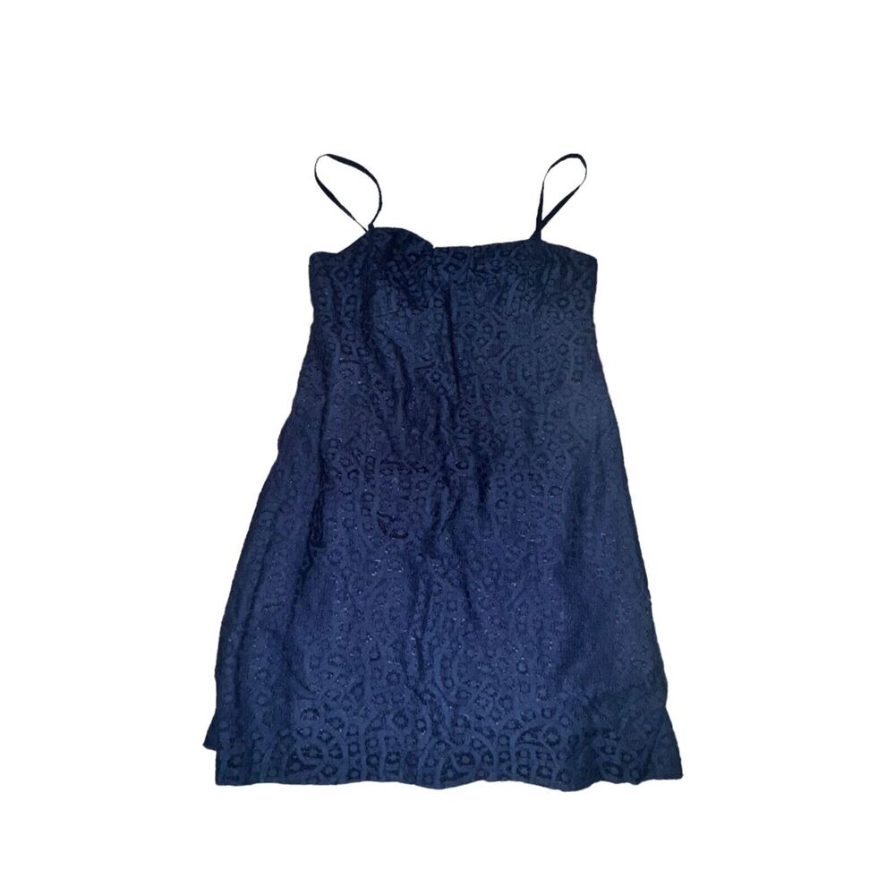 Lilly Pulitzer Karina Dress Women's 2 True Navy Eyelet Lace Anchor Zipper Mini